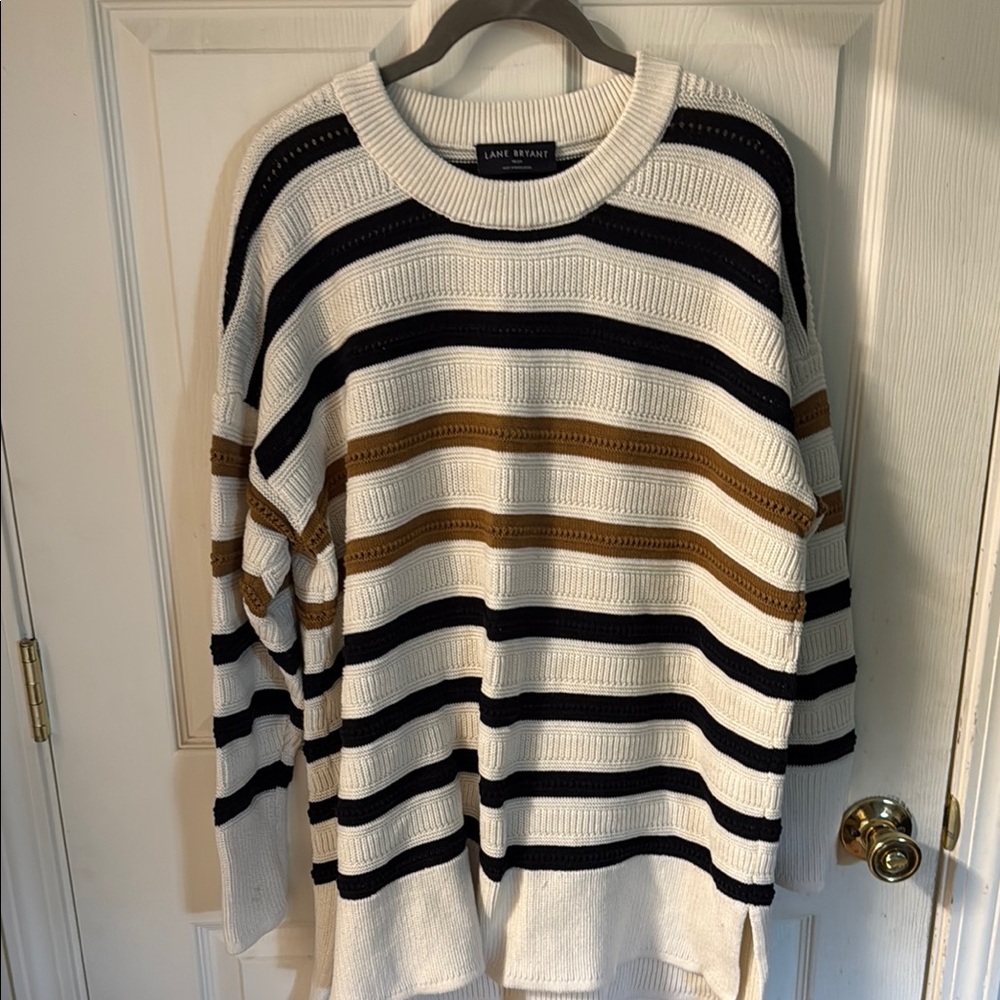 Lane Bryant Black and White Crew Neck Sweater